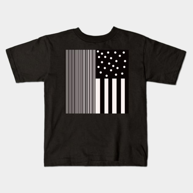 two tone circles and stripes Kids T-Shirt by pauloneill-art